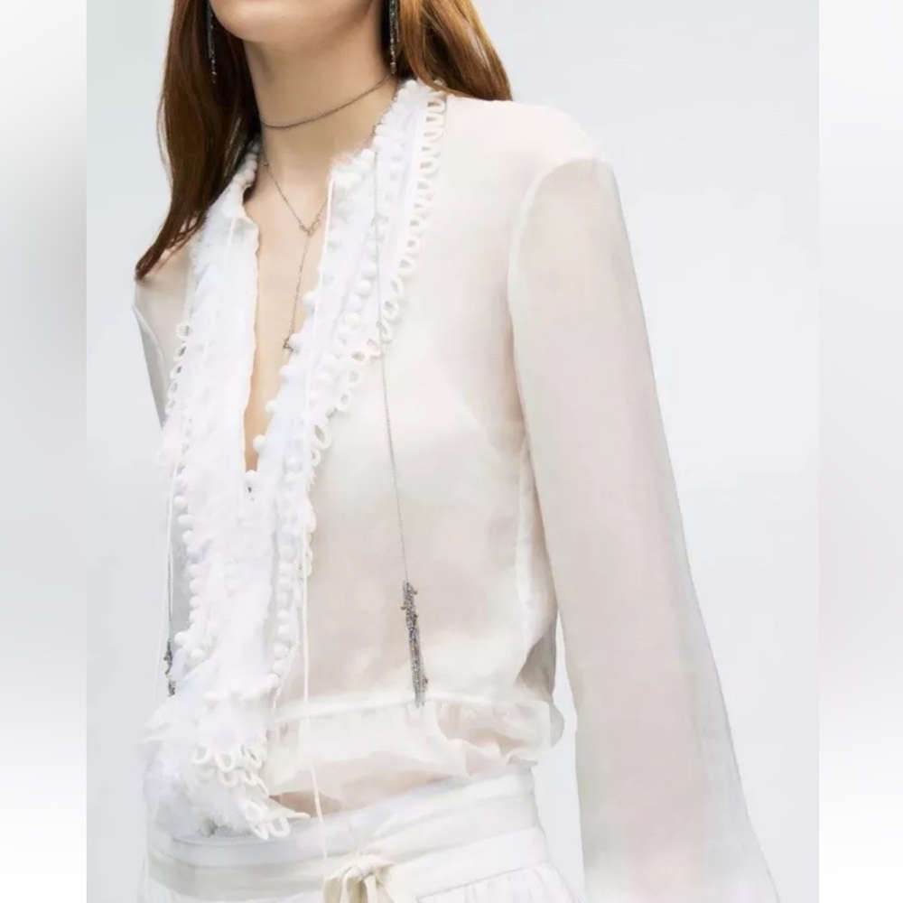 NWT ZARA LIMITED EDITION CUPRO CONTRAST YOKE SHIRT BLOUSE 2333/481 Size XS